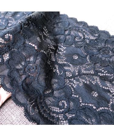 LaceRealm 7 Inch Wide Floral Stretchy Lace Elastic Trim Fabric - 5 Yard (Black) | Garment & DIY Craft Supply - Buy Online on GoSupps.com