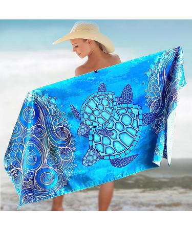 Elite Trend Microfiber Towel XL 78x35 - Quick Dry for Camping, Sports, Beach, Backpacking - Soft, Compact & Lightweight - Sea Turtle Design - Includes Travel Bag - Buy Online on GoSupps.com