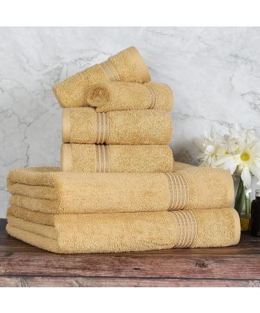 Superior Premium Egyptian Cotton 6-Piece Bath Towel Set - Luxurious Gold Towels - Buy Online on GoSupps.com