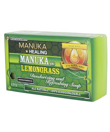 BunchaFarmers All Natural 100% Biodegradable Healing Manuka Honey and Lemongrass Deodorizing and Refreshing Soap Bar (Made in Canada)