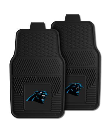 FANMATS 8889 Carolina Panthers 2-Piece Heavy Duty Vinyl Car Mat Set, Front Row Floor Mats, All Weather Protection, Universal Fit, Deep Resevoir Design