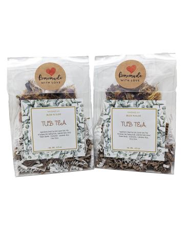 Tub Tea Natural & Organic Floral with Bath Salts- Handmade Herbal Soak for Relaxation & Muscle Relief! Self Soothing Bath Treatment! These Tub Tea Herbal Bath Bags Make Great Gifts! (Pack of 2)