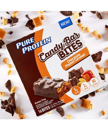 Pure Protein Candy Bar Bites - Chocolate Peanut Caramel, 5g Protein, Gluten Free, Low Sugar - 16 Pack, 0.70 oz each - Buy Online on GoSupps.com