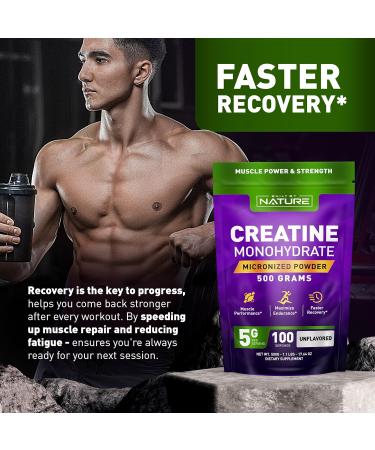 Creatine Monohydrate Powder Micronized Creatine for Men & Women Pure Monohydrate Creatina Suplemento Muscle Strength Performance & Recovery 100 Servings 500 Grams Unflavored - Buy Online on GoSupps.com