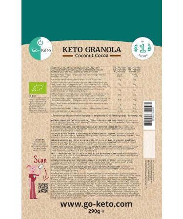 Go-Keto BIO Keto Granola Coconut Cocoa 6x 290g - Muesli Keto for Breakfast Keto with Coconut Chips Nuts Sunflower Seeds & - Buy Online on GoSupps.com