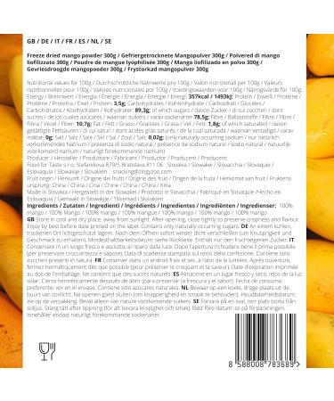  ZINGY ZOO Freeze-Dried Mango Fruit Powder | XL 300g Natural Dry Mango | Freeze-Dried Fruit Without Additives | - Buy Online on GoSupps.com