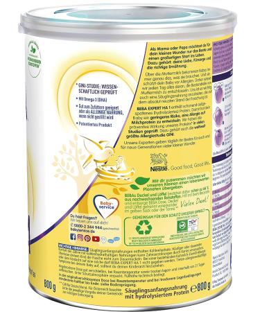 Nestl Beba Expert HA 1 Baby Milk Powder - Hydrolyzed Formula for Allergy Risk - 6-Pack (6 x 800g) - For Infants from Birth - Buy Online on GoSupps.com