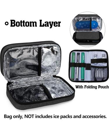 Curmio Double Layer Insulin Travel Bag - Cooling Bag for Diabetics | Isolated Insulin & Accessories Carrier (Black) - Buy Online on GoSupps.com