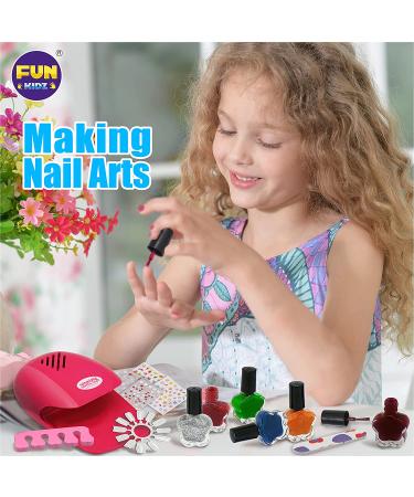 FunKidz Kids Nail Art Kit for Girls - Peelable Polish, Nail Dryer, Teens Mani Pedi Set - Spa Party Favors - Buy Online on GoSupps.com