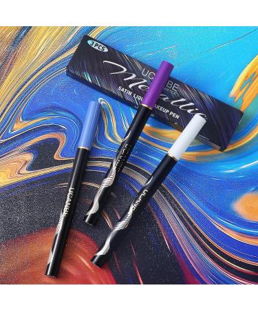 UCANBE 3PC Metallic Liquid Eyeliner Set - Blue, Purple, Silver Glitter Eye Liner Pen | Waterproof, Smudge Proof, Long Lasting Formula - Buy Online on GoSupps.com