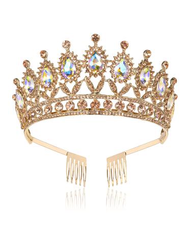 Princess Crystal Tiara Crown with Comb - Queen Rhinestone Crown  Tiaras and Crowns for Women Wedding  Headband Costume Party Hair Accessories with Gemstones Colorful
