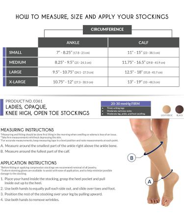 Truform Women's Compression Stockings 20-30 mmHg - Knee High Open Toe Opaque Beige - Medium (1 Pair) | International Shipping Available - Buy Online on GoSupps.com