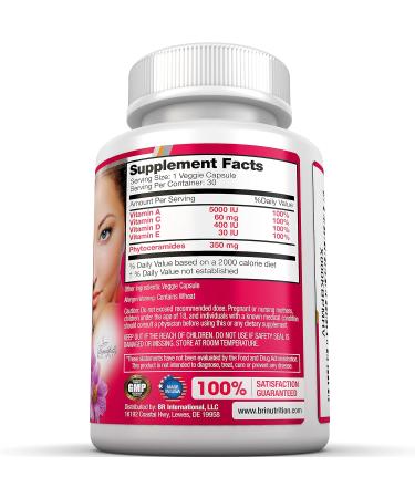 BRI Nutrition Phytoceramides - Skin & Hair Vitamins for Collagen Boost - Anti-Aging Formula with Vitamins A, C, D, E - 30 Count - Buy Online on GoSupps.com