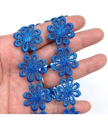 PEPPERLONELY 2 Yards Royal Blue Daisy Flower Lace Trim Ribbon - Ideal for Clothes, Dresses, Sewing, Home Decor, Weddings - Craft Supply - Buy Online on GoSupps.com