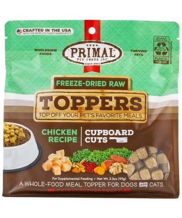 Primal Cupboard Cuts Freeze Dried Raw Dog Food Topper, Grain Free Meal Mixer for Dogs & Cat Food Topper Chicken 3.5 Ounces (Pack of 1)