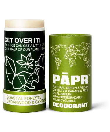 PAPR-All Natural Deodorant In Sustainable Zero Waste Paper Packaging Vegan Deodorant for Men and Women No Artificial Fragrance Aluminum and Cruelty Free Coastal Forests - Cedarwood & Cypress