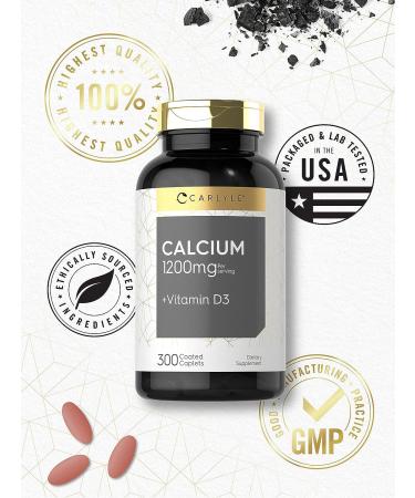Carlyle Calcium 1200mg with Vitamin D3 | 300 Caplets | Non-GMO, Gluten Free, Vegetarian - Buy Online on GoSupps.com