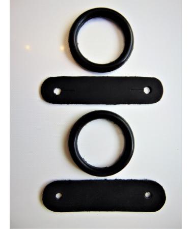 S-Products PEACOCK SAFETY IRONS STIRRUPS RUBBER RINGS & LEATHER CLIPS TABS REPLACEMENT 1 PAIR (Black)