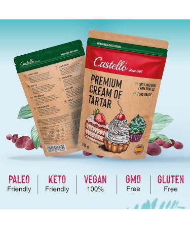 Castello Premium Cream of Tartar 750g - 100% Natural, Gluten Free, Keto & Paleo Friendly - Baking Powder Substitute - Non-GMO - Phosphate Free - From Grapes - Since 1907 - Buy Online on GoSupps.com