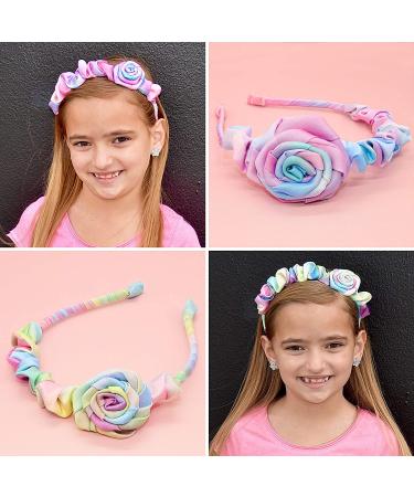 FROG SAC 2 Tie Dye Satin Rosette Headbands for Girls - Dressy Ruched Hair Accessories for Kids - Buy Online on GoSupps.com