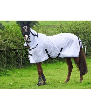 Turner Cool White Fly Rug for Horse/Pony/Shetland - Lightweight Full Neck Combo - 5'9"