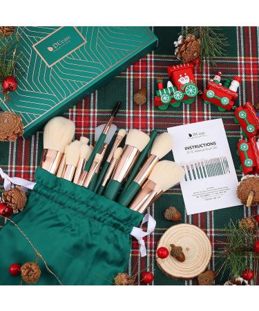 Ducare Professional 20Pcs Green Makeup Brush Set with Silicone Face Mask Brush - Kabuki Foundation Blending Powder Blush Concealers Eyeshadows - Buy Online on GoSupps.com