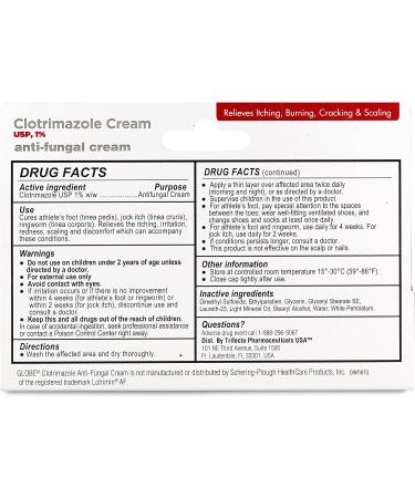 5-Pack Globe Clotrimazole Antifungal Cream 1% (1 oz) - Relieves Itching, Burning, & Scaling | Compare to Name Brand Ingredient - Buy Online on GoSupps.com