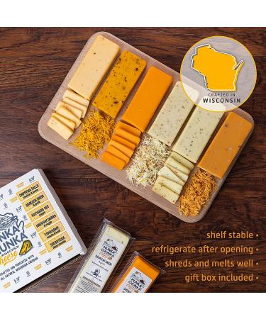 HunkaChunka Wisconsin Cheese Gift Basket  Includes 6 Cheddar Cheese Varieties  Gourmet 2.6 Lb Cheese Gift Box Assortment  Fathers Day Snack Food Gift for Dad  Husband  Son  Grandpa - Buy Online on GoSupps.com