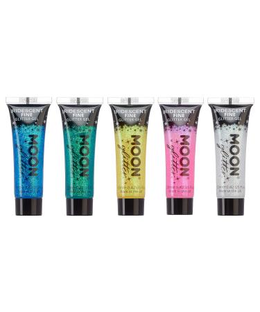Moon Glitter - Gel with shimmering fine glitter - 12ml - Set of 5 colours - Glitter face paint
