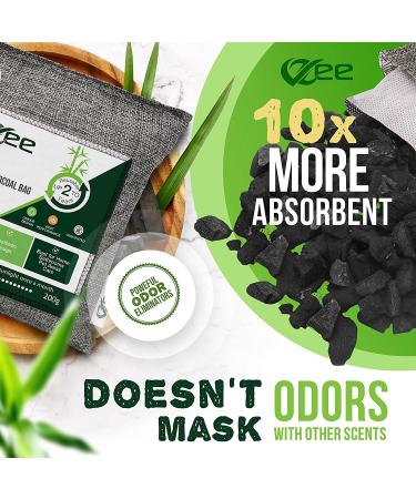 VZee 8 Pack x 200g Charcoal Bags Odor Absorber with 8 Ropes - Activated Bamboo Charcoal Air Purifying Bag for Room, Pets, and Basement Smells - Buy Online on GoSupps.com
