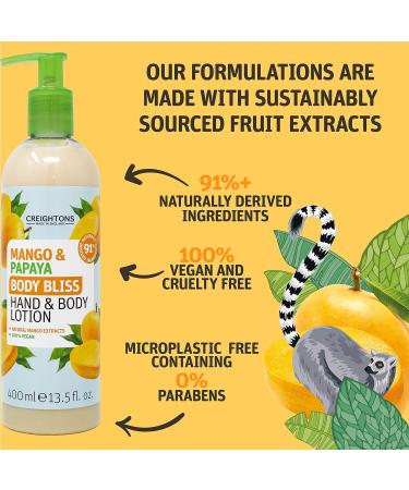 Body Bliss Mango & Papaya Hand and Body Lotion 400ml - Hydrating Body Moisturizer - Buy Online on GoSupps.com