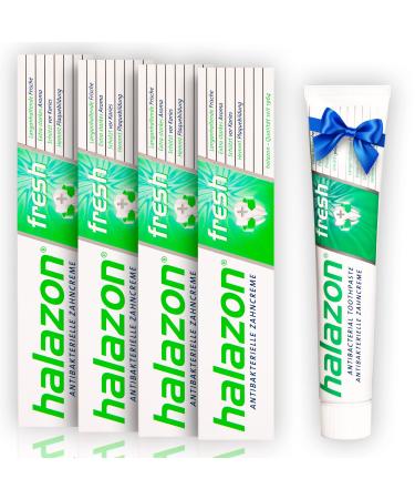 Fresh - 4 Pack Mint toothpaste (75ml) for extra fresh breath + free pack/minty freshness for optimal mouthpiece hygiene & maintained gums/flourid MINT toothpaste