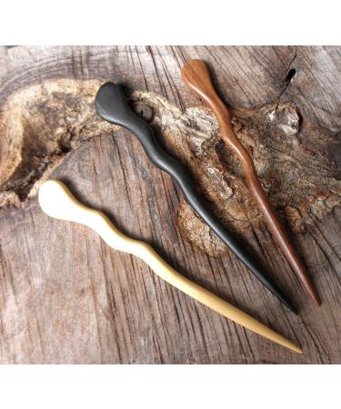 JWL Hawnkoa Spiral Hair Sticks Set in Rosewood, Ebony, and Yellow Teak - 6 Inch Hawaiian Style - Buy Online on GoSupps.com