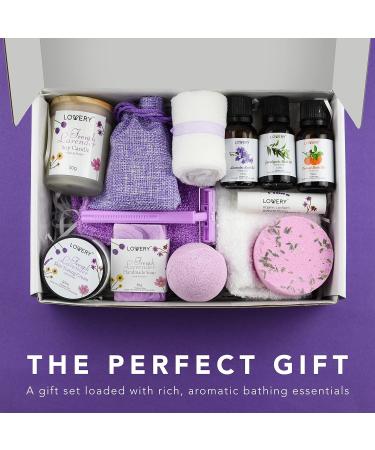 Luxury 18pc Bath Gift Set | French Lavender Spa Basket for Men & Women | Handmade Relaxation Kit with Body Oils Lip Balm Candle & Bath Bombs - Buy Online on GoSupps.com