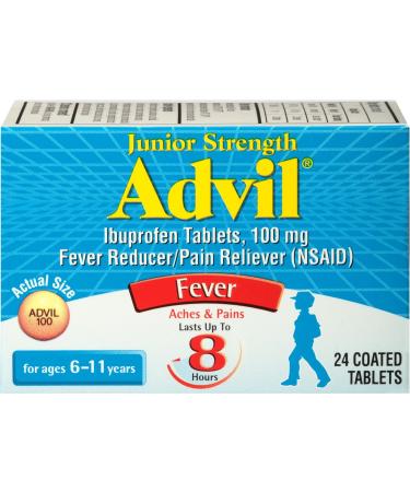 Advil Junior Strength Chewables (Grape Flavor) 24 Tablets - 100mg Ibuprofen for Kids 2-11 - Fever & Pain Reducer - Pack of 2 - Buy Online on GoSupps.com