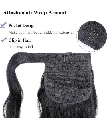 18" Ponytail Extension Human Hair Real Remy Curly Wavy #1 Jet Black (90g) - Buy Online on GoSupps.com