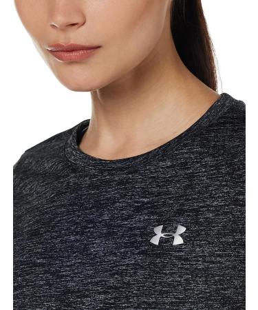 Under Armour Women's Tech Twist T-Shirt - Black/Metallic Silver, Medium - Buy Online on GoSupps.com