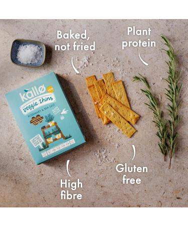 Kallo Rosemary & Sea Salt Veggie Thins Crackers | Healthy Snacks High Fibre Plant Protein Gluten Free & Baked | 100g Single Pack - Buy Online on GoSupps.com