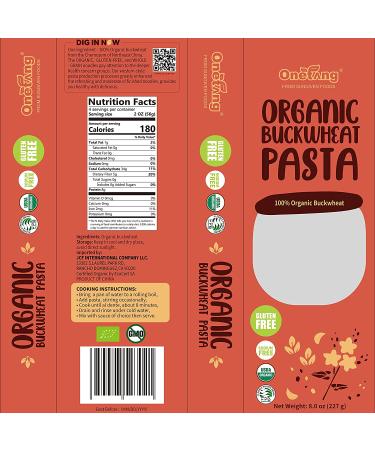 ONETANG Organic Gluten-Free Buckwheat Spaghetti Pasta (8 oz, 3 Pack) | Non-GMO, Whole Grain, Lower Carb | USDA Certified | Shop Now - Buy Online on GoSupps.com