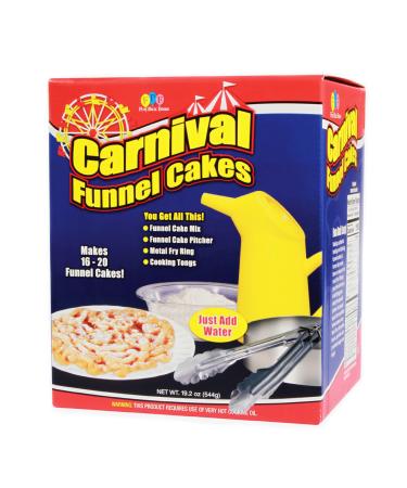 Fun Pack Foods - Carnival Funnel Cakes Deluxe Kit - Includes (2) Original Funnel Cake Mixes, Pitcher, Fry Ring & Cooking Tongs