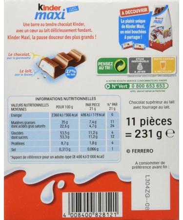 Kinder Maxi pack of 11 bars - Pack of 14 - Buy Online on GoSupps.com
