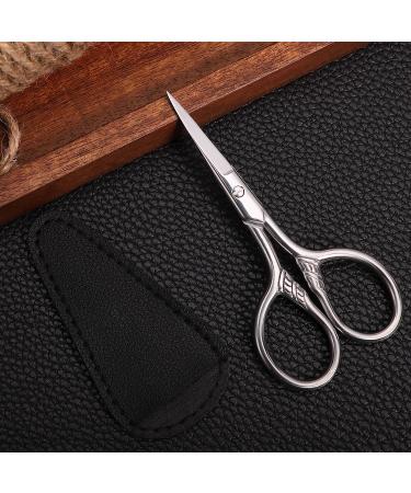 HITOPTY Small Precision Scissors 3.5inch Stainless Steel Grooming Kit for Facial Hair, Eyebrow, and Beard - Vintage Beauty Tool with PU Sheath - Buy Online on GoSupps.com