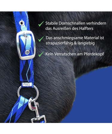 Shop Premium Blue Fur Lined Halters for Horses - Sizes: XFull Pony Cob Warmblood | International Shipping Available - Buy Online on GoSupps.com