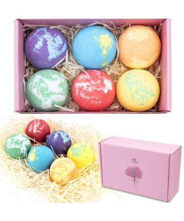 ToyRis Bath Bombs Gift Set-6 Extra Large 5.9oz with Hairpin Inside The Package Essential Oils Bubble Bath for Moisturizing Dry Skin Pretty Suprise Gifts for Womens and Girls six pcs