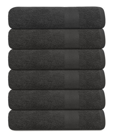 Monark Linen Bath Towel Set, Cotton Terry Towels for Bathroom, Quick Dry, Lightweight, Highly Absorbent, Soft Feel, 24 x 48 Pack of 6 for Shower, Pool, Spa, Gym, Hand Towel for Daily Use. Charcoal 24 x 48 - PK6