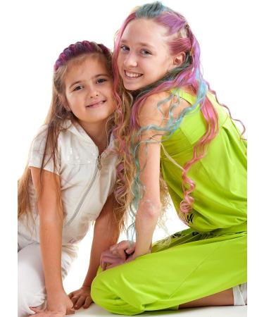 Deluxe Haircover Pins & Glitter Set - 12 Chalk & 4 Glitter Colored Pencils | Perfect Rainbow Birthday Gift for Girls - International Shipping Available - Buy Online on GoSupps.com