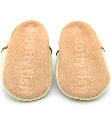 Dotty Fish Soft Leather Baby Shoes for Boys | Non Slip Toddler Shoes with Animal Designs | 0-6 Months to 4-5 Years | Cream Brown Lion - Buy Online on GoSupps.com