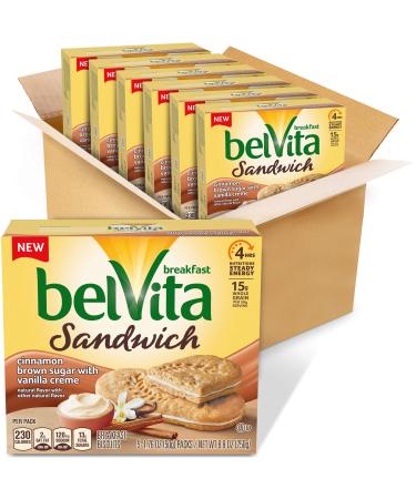 Belvita Breakfast Biscuit Sandwiches With Cinnamon Brown Sugar and Vanilla Creme Flavor vanilla cinnamon Pack of 6