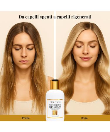  OP|BLONDE Plumping Shampoo Serum Repair High-protein shampoo for treated and damaged hair Professional formula with phytocollagen and jalapenosyl acid 250 ml - Buy Online on GoSupps.com