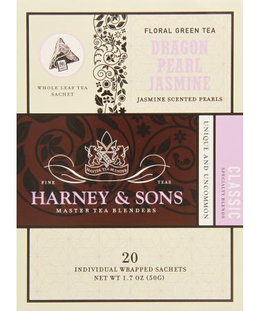 Harney & Sons Dragon Pearl Jasmine | 20 Wrapped Sachets 1.7 Ounce (Pack of 1)